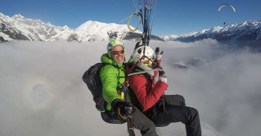 Aletsch Arena: Paragliding Tandem Flight Basic - Harness, Helmet, and a Short Takeoff Briefing