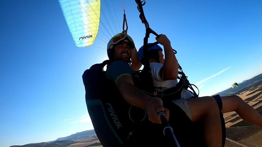 Caminito Del Rey Environment: Tandem paragliding flights - At the takeoff area, the nerves begin