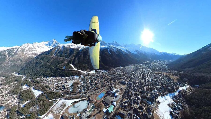 Chamonix: Tandem Paragliding Flight with Video - Riding the gondola toward the takeoff