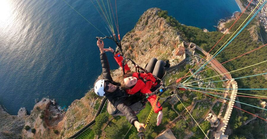 From city of Side Alanya Paragliding - Reaching the 500-meter takeoff hill