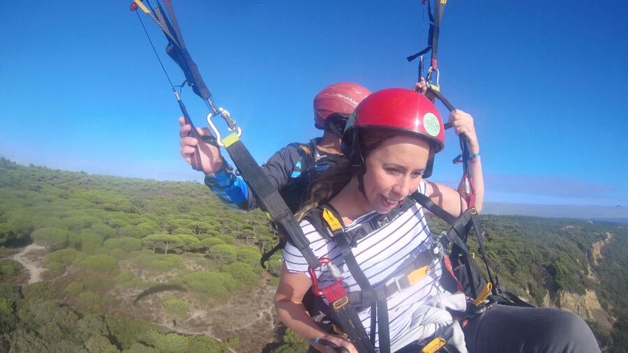 From Lisbon: Paragliding Flight with Transfers - Takeoff, then 20 minutes above the coast