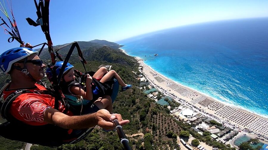 Lefkada paragliding tandem flighs/ Kathisma beach - Helmet, Harness, and the Short Takeoff