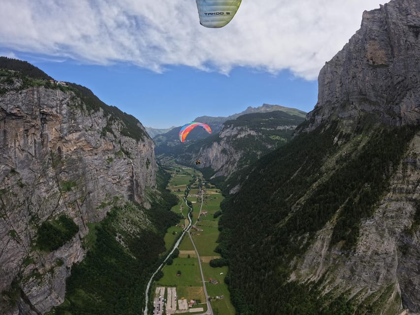 Mürren: Paragliding over Lauterbrunnen Cliffs and Waterfalls - Takeoff in front of the big three peaks