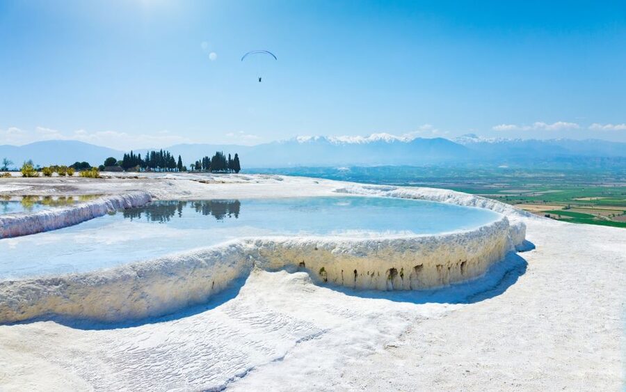 Pamukkale: Tandem Paragliding Experience - The ancient city of Hierapolis from the air