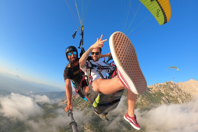 Paragliding Alanya Antalya Turkey - Views over the sea, beach, and forested mountains