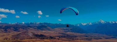Paragliding flight through the Sacred Valley of the Incas