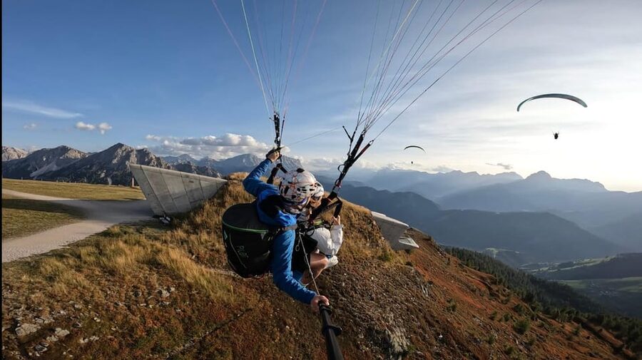 Paragliding Tandem Flight Kronplatz Dolomites Alps - A 20-minute viewpoint visit before the flight