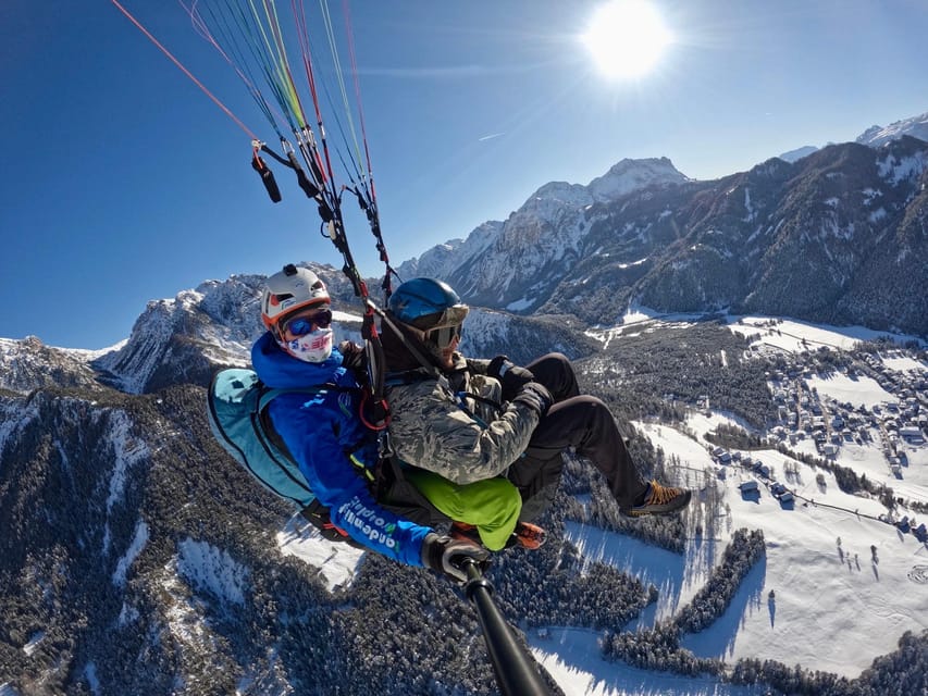 Paragliding Tandem Flight Kronplatz Dolomites Alps - In the air with a tandem pilot