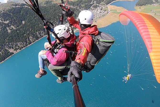 Paragliding Tandem Flights in Engadin - From Silvaplana Surlej to the Corvatsch launch site