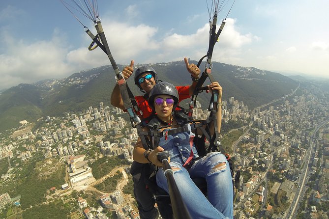 Paragliding Trip Over Lebanon - Jounieh Bay - Taking off above Jounieh Bay from Harissa